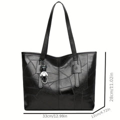Vintage Patchwork Tote Bag Shoulder Handbag Large Capacity PU Leather