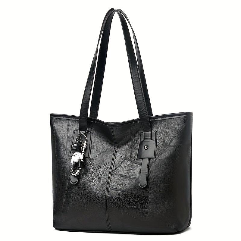 Vintage Patchwork Tote Bag Shoulder Handbag Large Capacity PU Leather