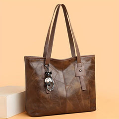 Vintage Patchwork Tote Bag Shoulder Handbag Large Capacity PU Leather