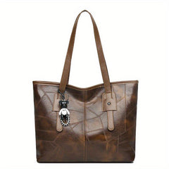 Vintage Patchwork Tote Bag Shoulder Handbag Large Capacity PU Leather