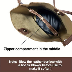 Vintage Bucket Bag For Women Solid Shoulder Bag Stitching Handbags