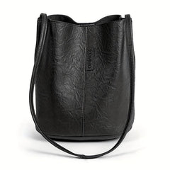 Vintage Bucket Bag For Women Solid Shoulder Bag Stitching Handbags
