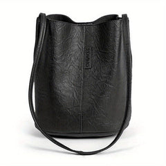 Vintage Bucket Bag For Women Solid Shoulder Bag Stitching Handbags