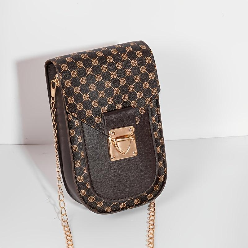 Geometric Pattern Phone Bag Women's Flap Chain Shoulder Bag