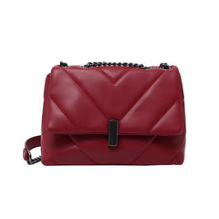Chevron Flap Square Bag Chain Shoulder Purse Crossbody Bag With Turn Lock