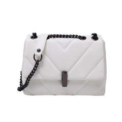 Chevron Flap Square Bag Chain Shoulder Purse Crossbody Bag With Turn Lock