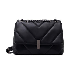 Chevron Flap Square Bag Chain Shoulder Purse Crossbody Bag With Turn Lock