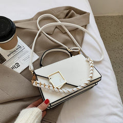 Metal Decor Handbags Chain Crossbody Bag Square Purses