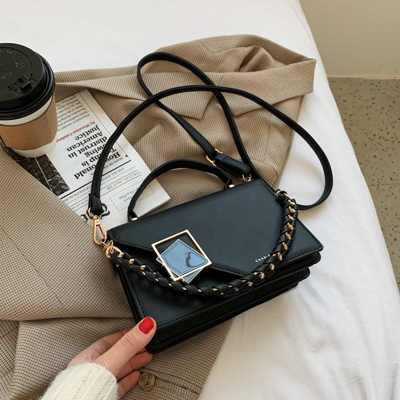 Metal Decor Handbags Chain Crossbody Bag Square Purses