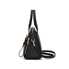 Floral Detail Shoulder Bag Zipper Handbag For Work Casual Crossbody Bag