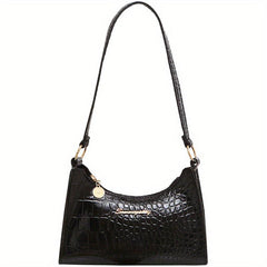 Crocodile Pattern Underarm Bag Solid Shoulder Bag Women's PU Leather Purse