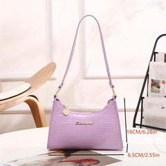 Crocodile Pattern Underarm Bag Solid Shoulder Bag Women's PU Leather Purse