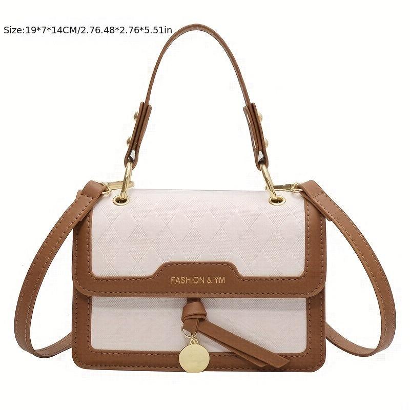 Argyle Embossed Crossbody Bag Small Flap Square Purse