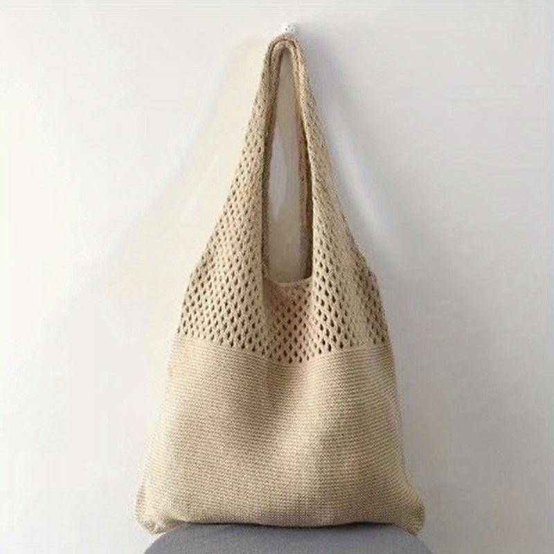 Literary Hollow Out Crochet Shoulder Bag for Summer Beach