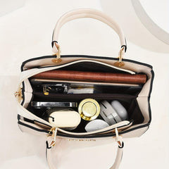 Women's Classic Tote Satchel Shoulder Bag with Pom Pom