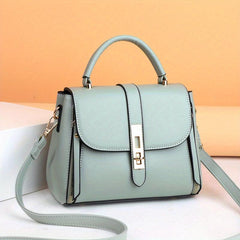 Lock Square Crossbody Bag PU Leather Purse