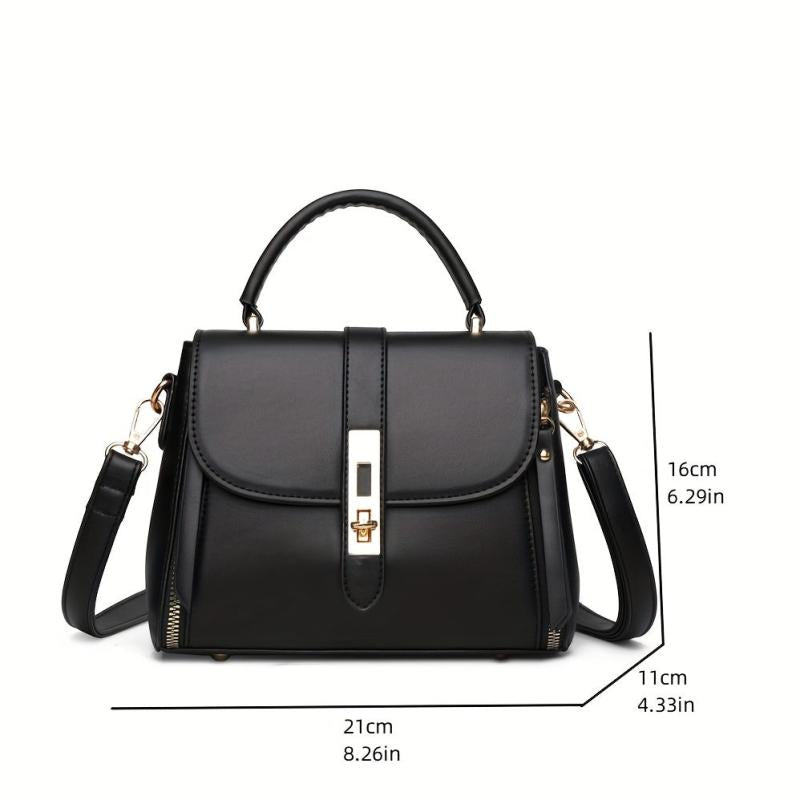 Lock Square Crossbody Bag PU Leather Purse