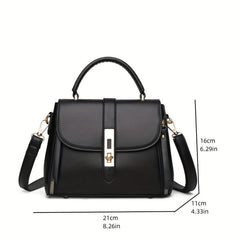 Lock Square Crossbody Bag PU Leather Purse