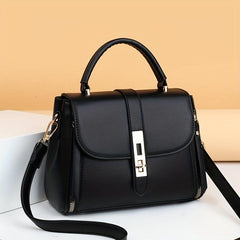 Lock Square Crossbody Bag PU Leather Purse
