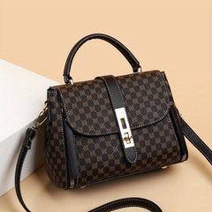Lock Square Crossbody Bag PU Leather Purse
