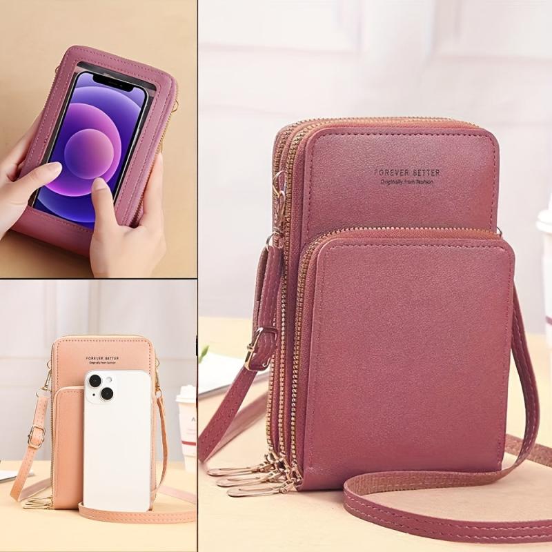 Touch Screen Crossbody Mobile Phone Bag Women's Zipper Around Coin Purse