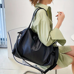 Solid Soft PU Leather Shoulder Bag All Match Large Capacity Bag