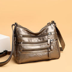 Soft Pu Leather Middle Aged Crossbody Bag Solid Color Shoulder Purses