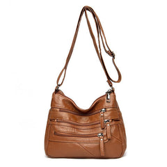 Soft Pu Leather Middle Aged Crossbody Bag Solid Color Shoulder Purses