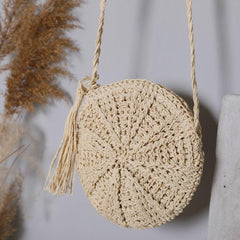 Straw Shoulder Bag Solid Storage Bag for Travel Beach Crossbody Bag