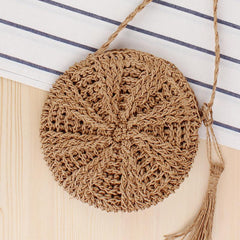 Straw Shoulder Bag Solid Storage Bag for Travel Beach Crossbody Bag