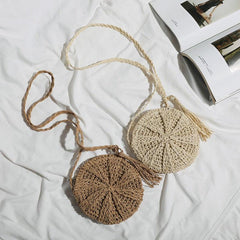 Straw Shoulder Bag Solid Storage Bag for Travel Beach Crossbody Bag
