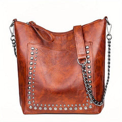 Vintage Studded Shoulder Bag Rivet PU Leather Crossbody Bag