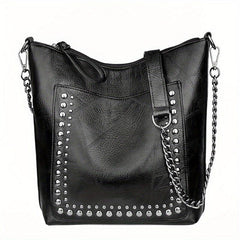 Vintage Studded Shoulder Bag Rivet PU Leather Crossbody Bag