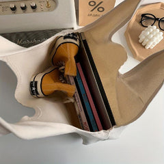 Minimalist Canvas Shoulder Bag Solid Large Capacity Lightweight