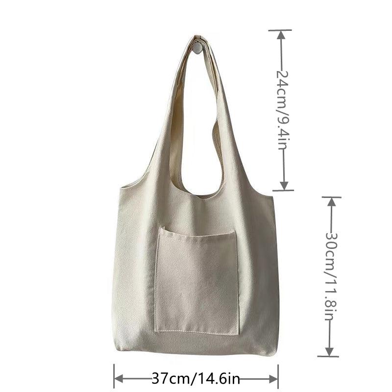 Minimalist Canvas Shoulder Bag Solid Large Capacity Lightweight