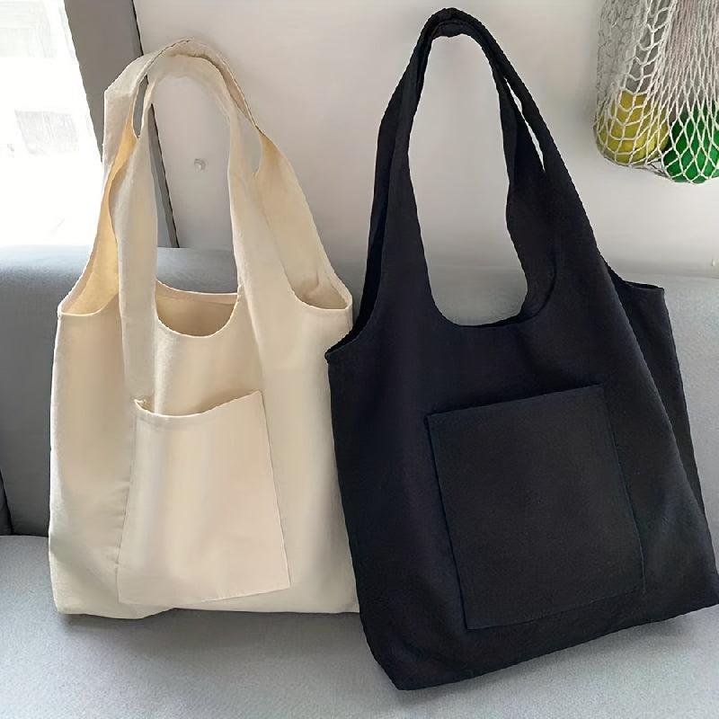 Minimalist Canvas Shoulder Bag Solid Large Capacity Lightweight