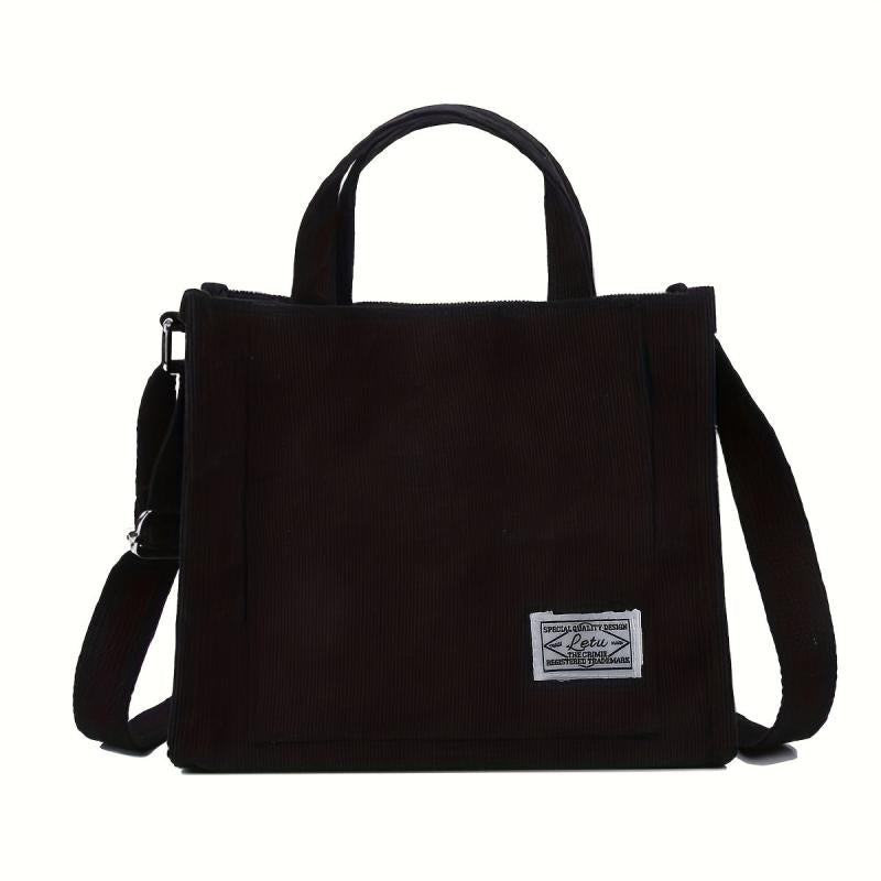 Corduroy Tote Bag Crossbody Handbag for Work School