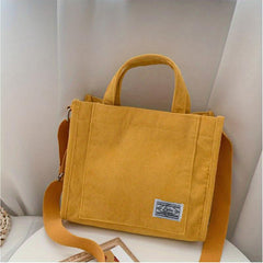 Corduroy Tote Bag Crossbody Handbag for Work School