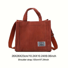 Corduroy Tote Bag Crossbody Handbag for Work School