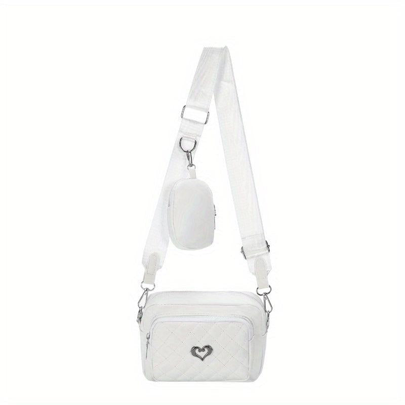 Argyle Embroidery Crossbody Bag Set with Coin Purse