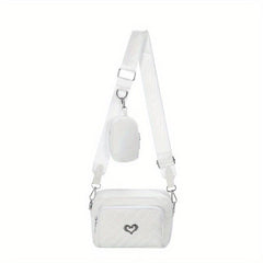 Argyle Embroidery Crossbody Bag Set with Coin Purse