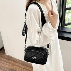 Argyle Embroidery Crossbody Bag Set with Coin Purse