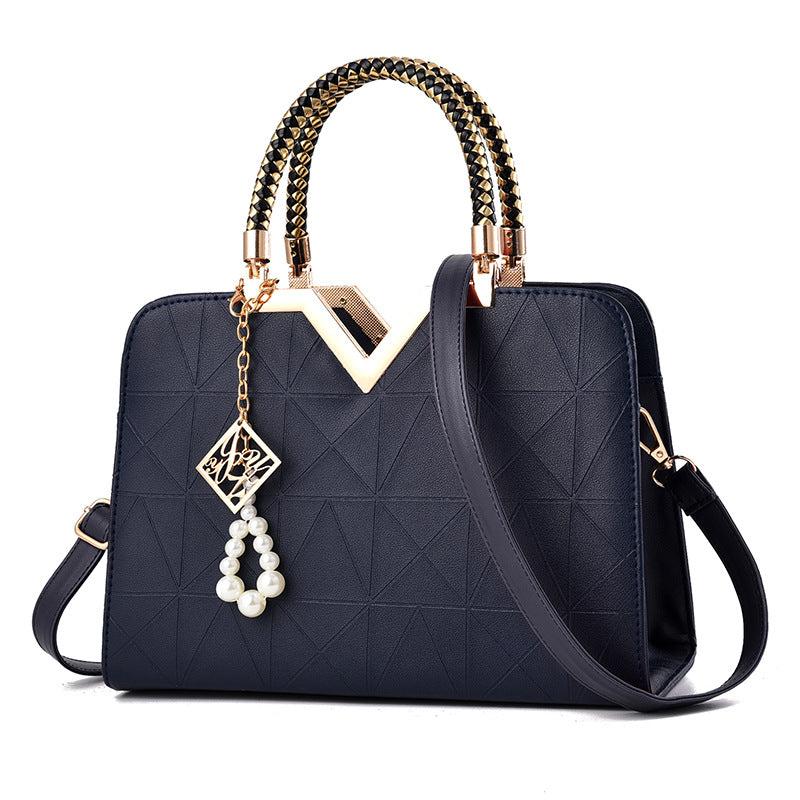 Classic Tote Satchel Bag Rhombus Pattern Shoulder Bag Handbag