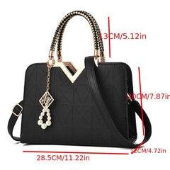 Classic Tote Satchel Bag Rhombus Pattern Shoulder Bag Handbag