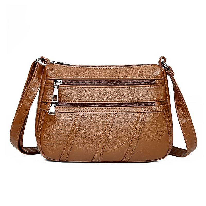 Women's Large Faux Leather Shoulder Bag Casual Crossbody Zipper