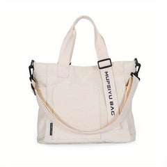 Durable Canvas Handbag Zipper Large Capacity Shoulder Bag Letter Print