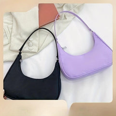 Nylon Solid Crescent Bag All Match Minimalist Underarm Bag Baguette Bag