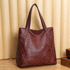 Vintage Faux Leather Shoulder Bag Women's Handbag Zipper Closure