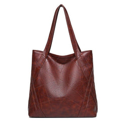 Vintage Faux Leather Shoulder Bag Women's Handbag Zipper Closure