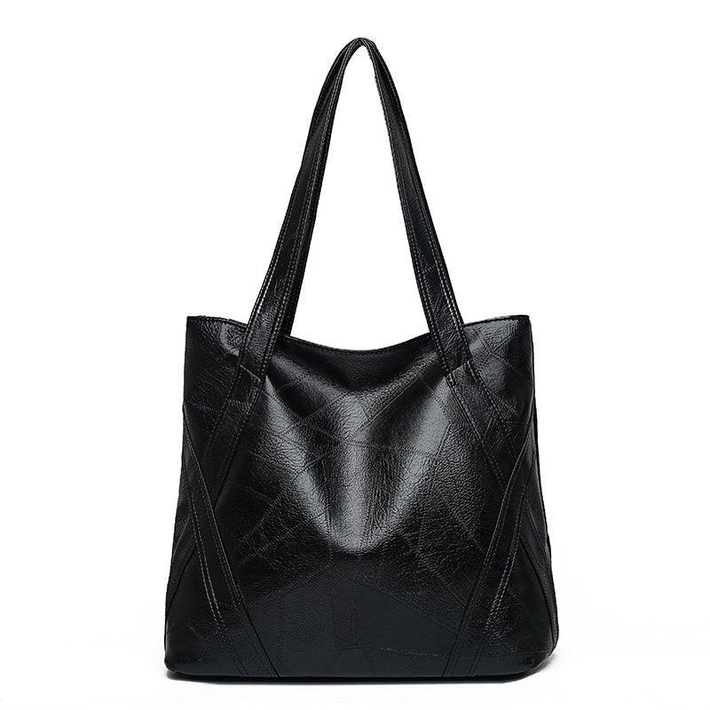 Vintage Faux Leather Shoulder Bag Women's Handbag Zipper Closure